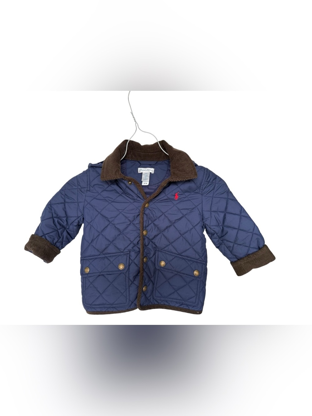Polo Ralph Lauren Baby Boys Quilted Navy Blue Hooded Barn Jacket 24m